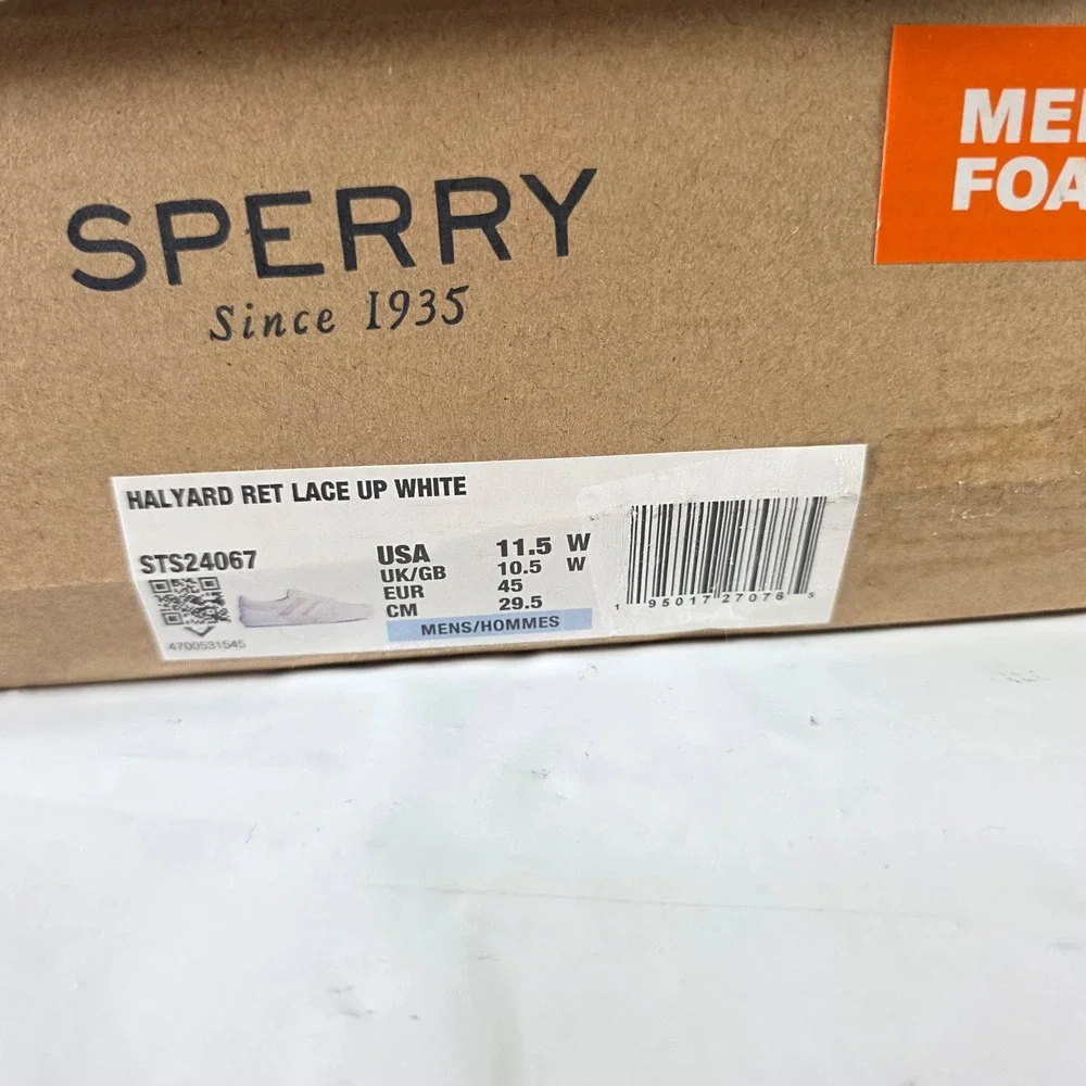 Sperry‎ Halyard Retro Lace Up White Men's Sneaker 11.5 W STS24067 New in Box